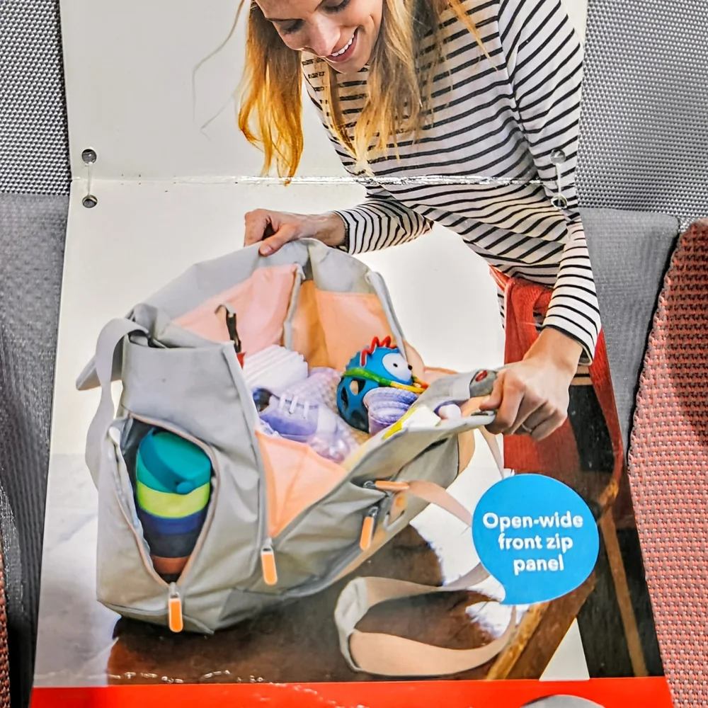 Skip Hop Gray and Pink Diaper Bag